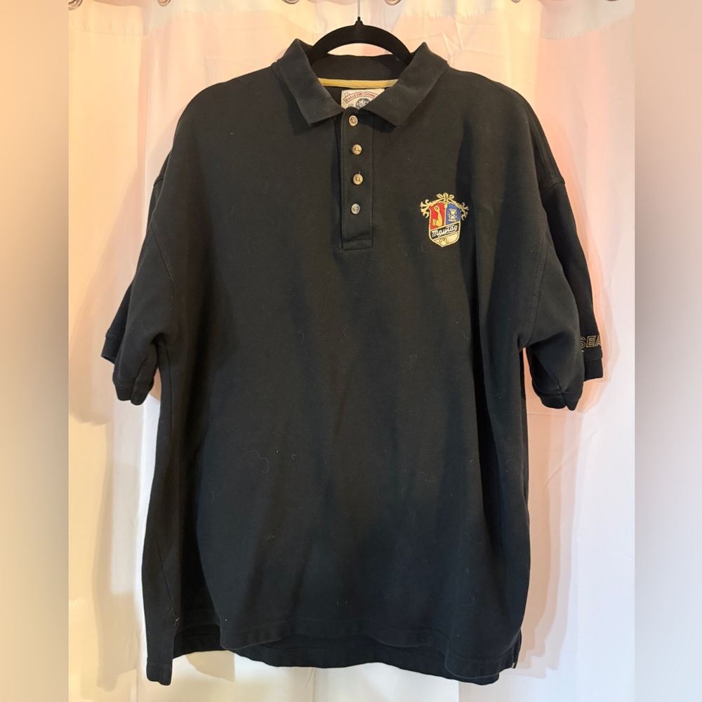 Vintage Sears Maytag Polo Shirt XL Black Embroidered Logo 90s